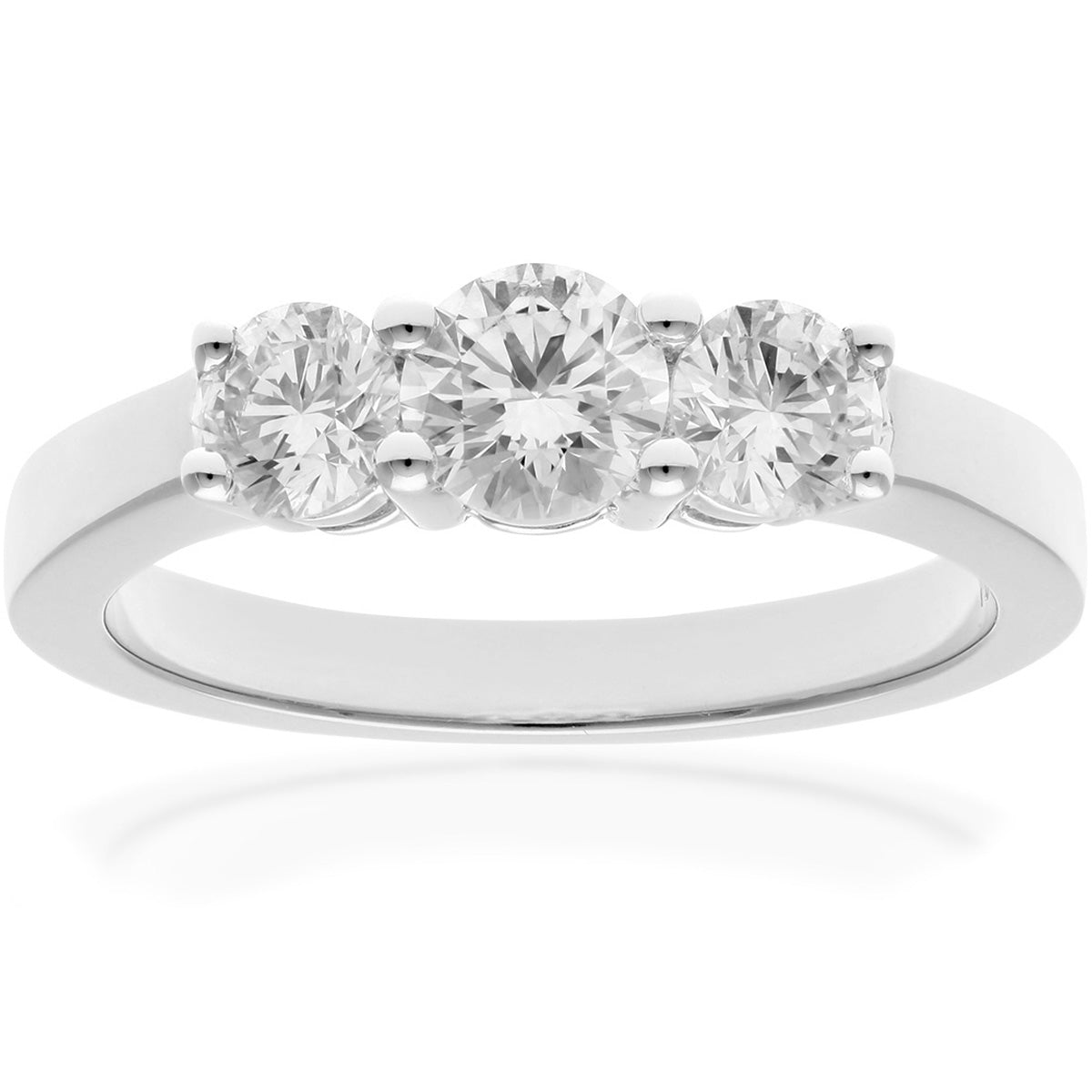 Platinum  Round 1ct Diamond Shared Claws Graduated Trilogy Ring - PR0AXL3527PTHSI