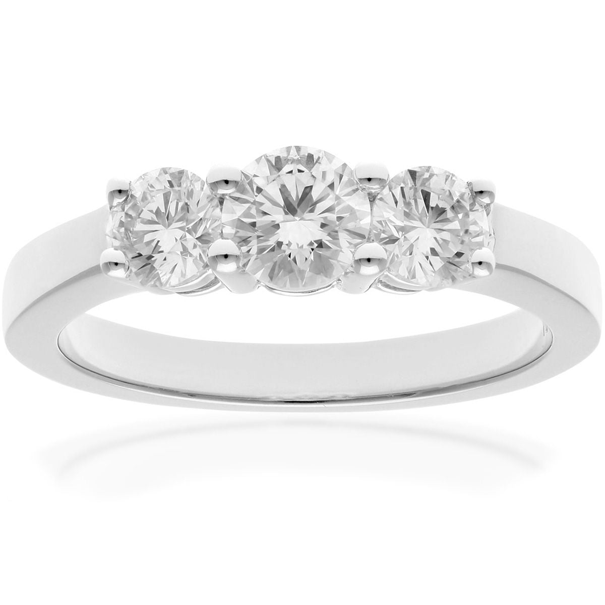 Platinum  Round 1ct Diamond Shared Claws Graduated Trilogy Ring - PR0AXL3527PTJPK
