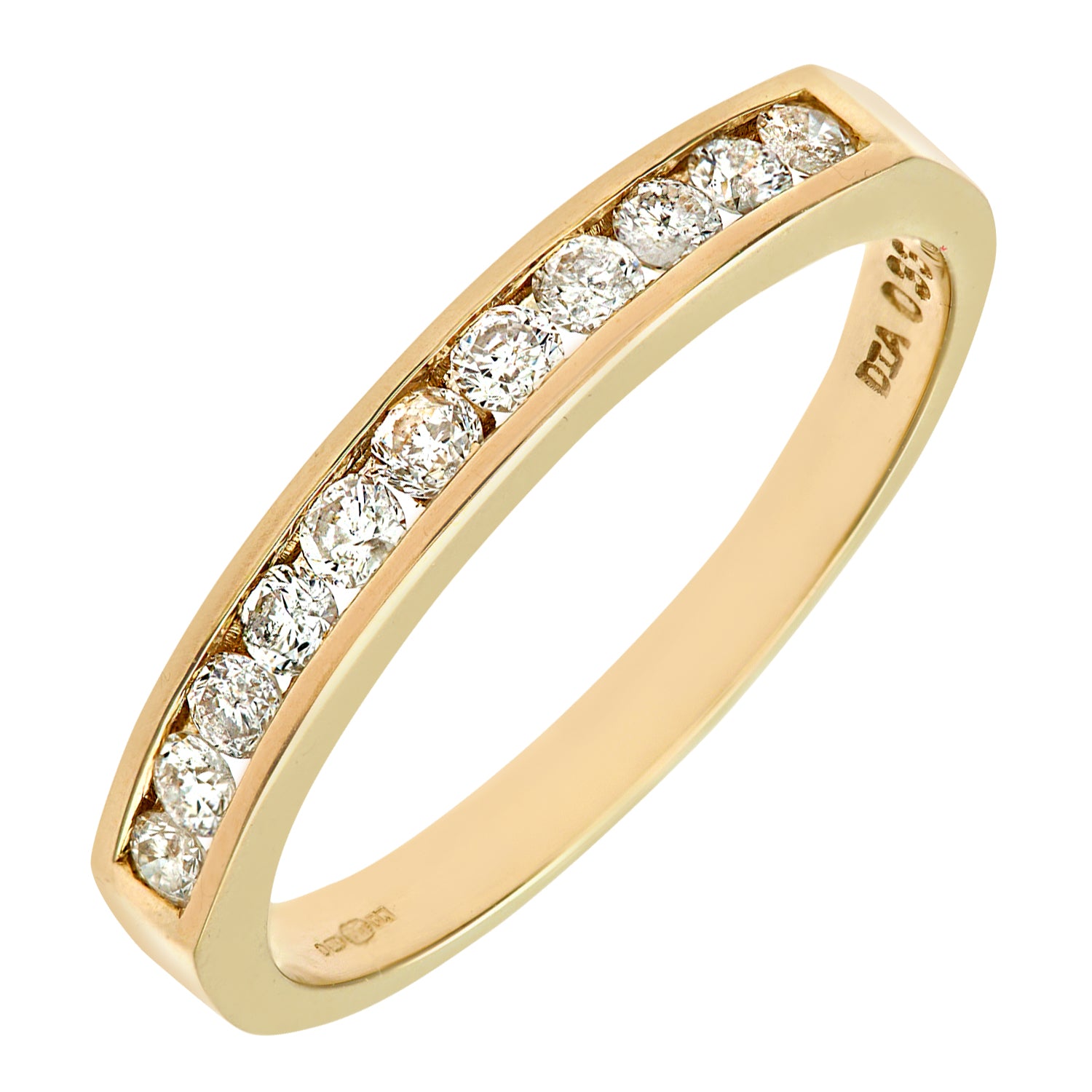 9ct Gold  1/4ct Diamond 11 Stone Channel Set Eternity Ring 2mm - PR0AXL3626Y