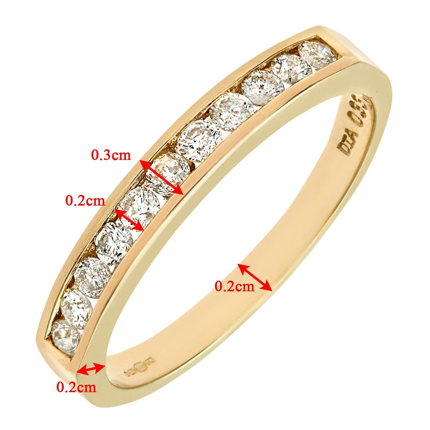 9ct Gold  1/3ct Diamond 11 Stone Channel Set Eternity Ring 2.5mm - PR0AXL3632Y