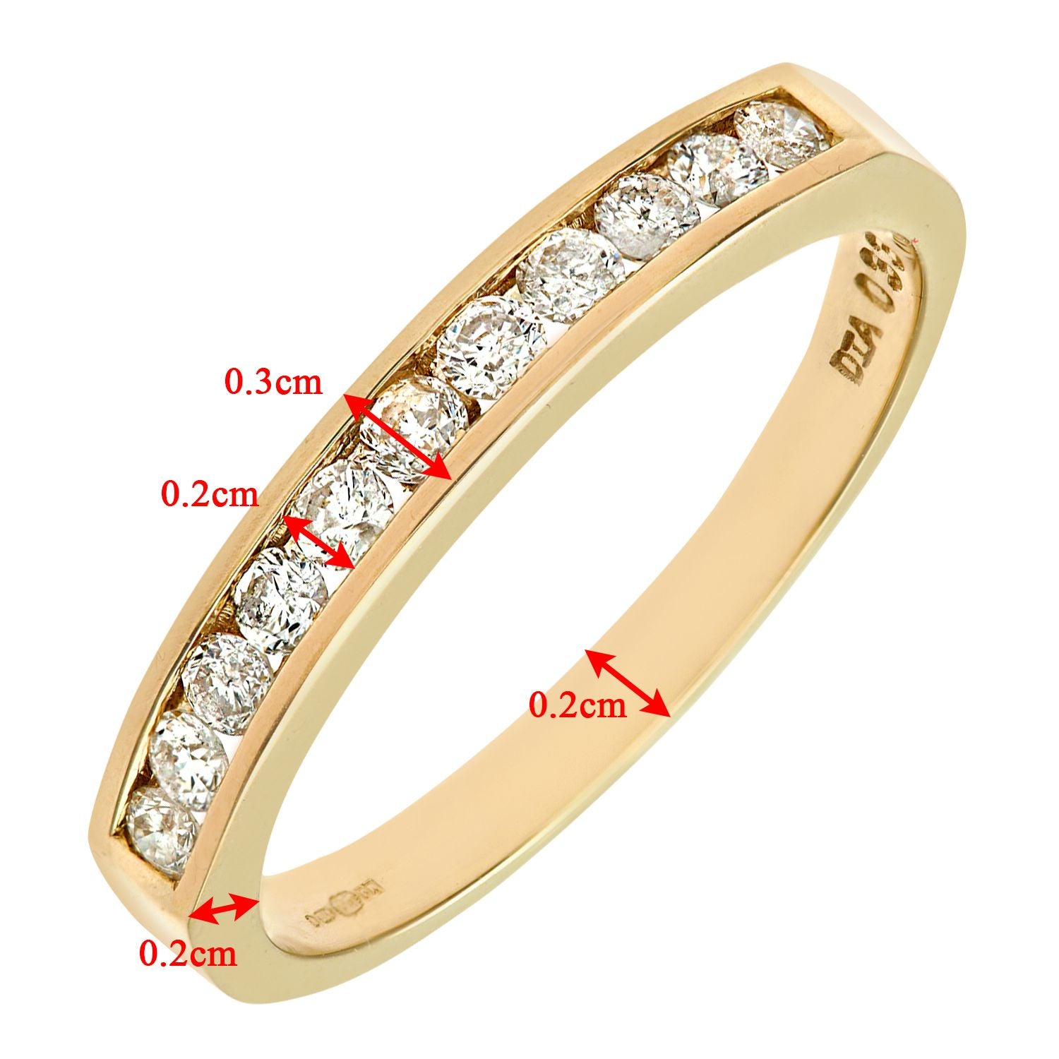 9ct Gold  1/3ct Diamond 11 Stone Channel Set Eternity Ring 2.5mm - PR0AXL3632Y