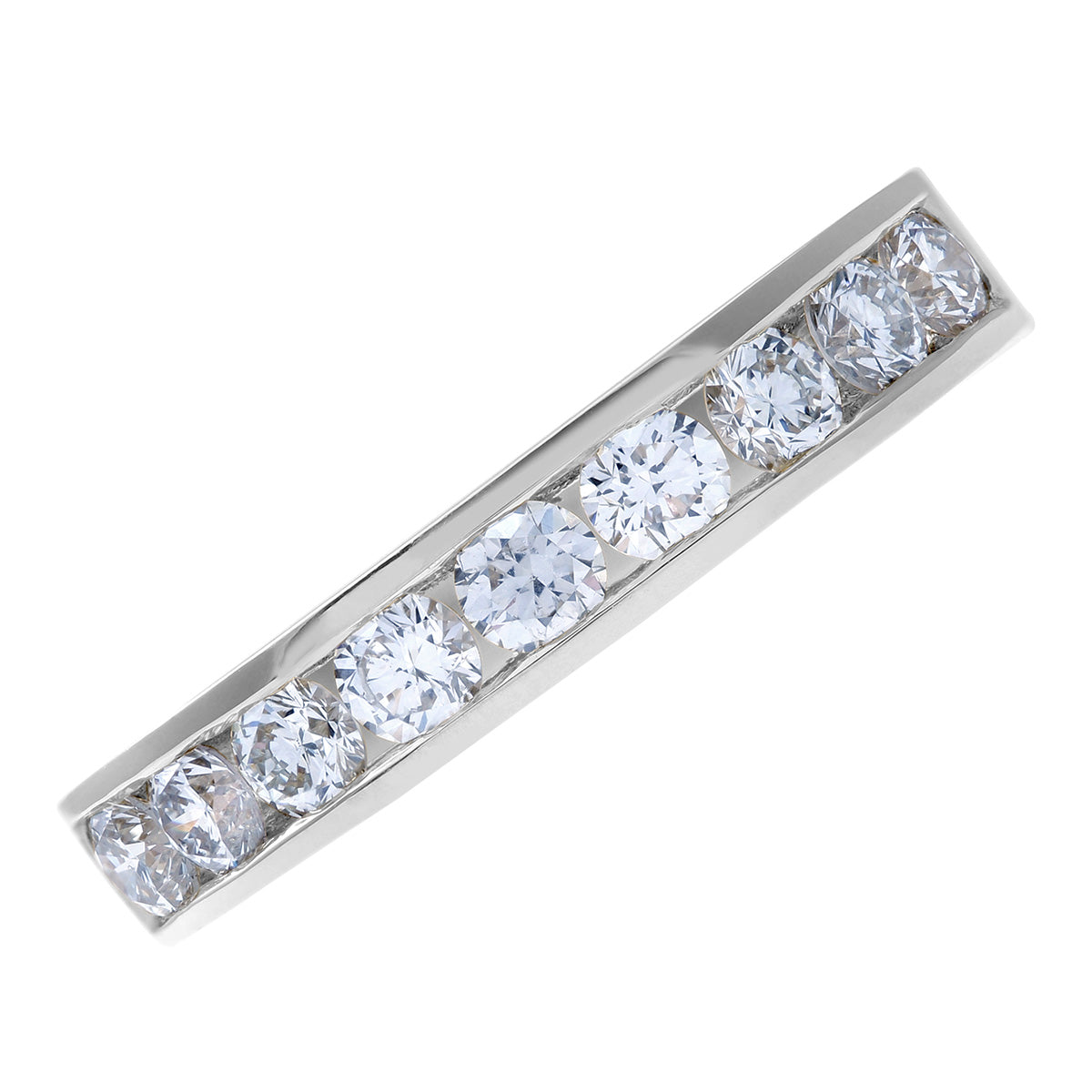 Platinum  3/4ct Diamond 9 Stone Channel Set Half Eternity Ring 3mm - PR0AXL3634PTHSI