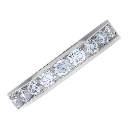 Platinum  3/4ct Diamond 9 Stone Channel Set Half Eternity Ring 3mm - PR0AXL3634PTHSI