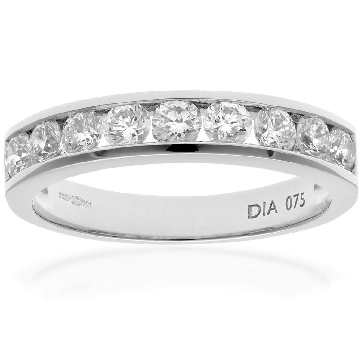 Platinum  3/4ct Diamond 9 Stone Channel Set Half Eternity Ring 3mm - PR0AXL3634PTHSI