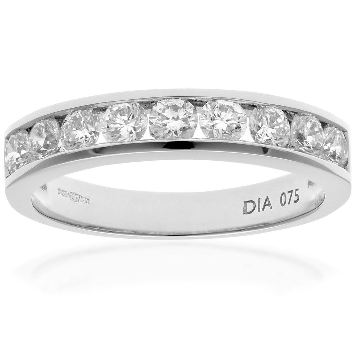 Platinum  3/4ct Diamond 9 Stone Channel Set Half Eternity Ring 3mm - PR0AXL3634PTHSI