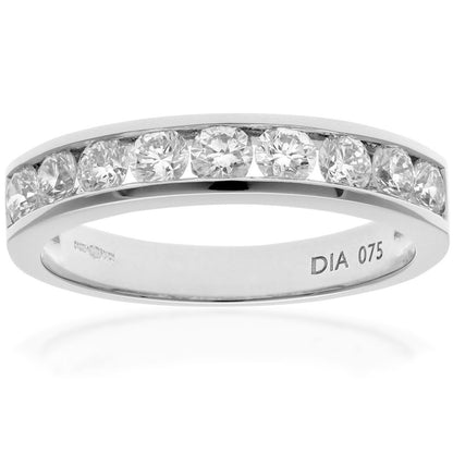 Platinum  3/4ct Diamond 9 Stone Channel Set Half Eternity Ring 3mm - PR0AXL3634PTJPK