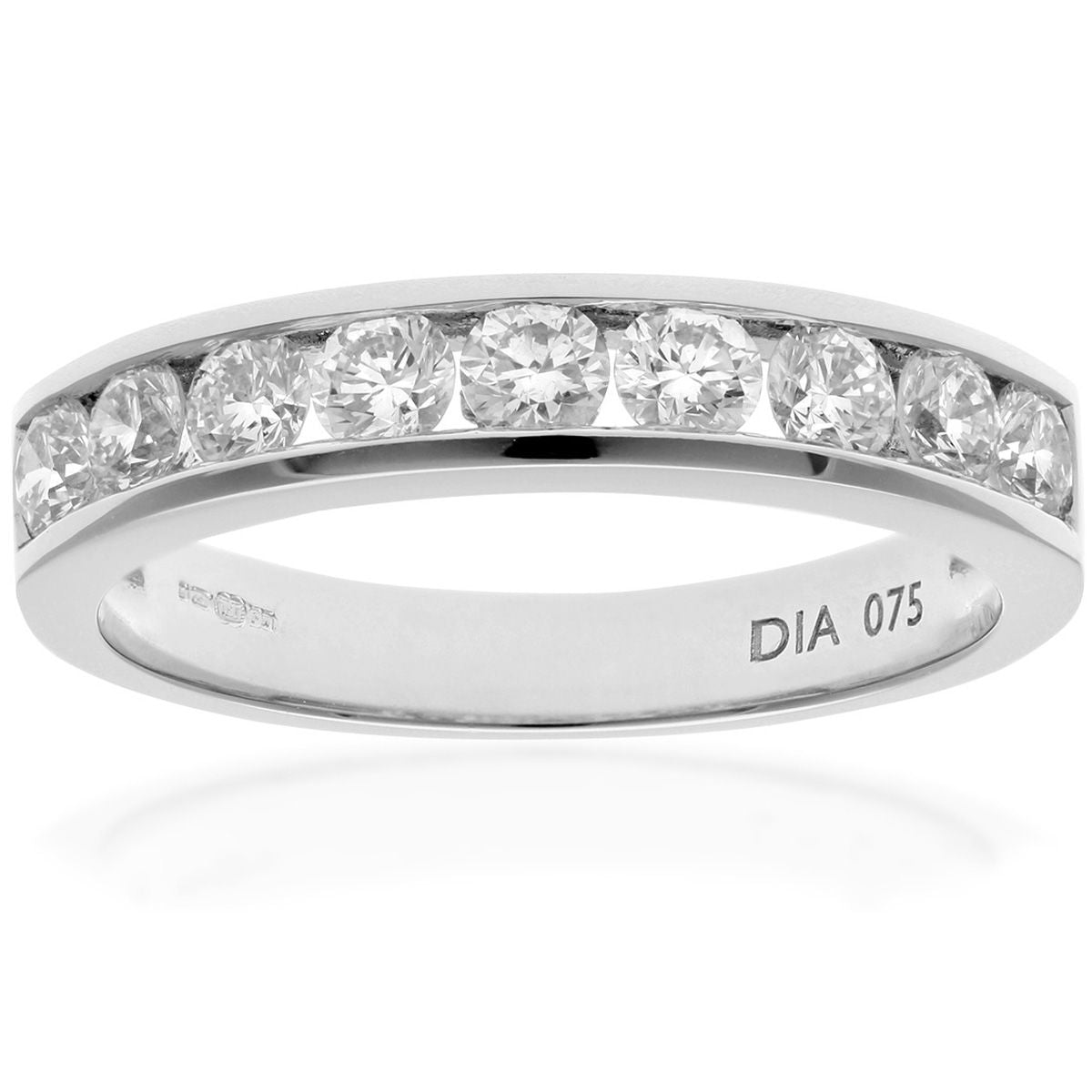 18ct White Gold  3/4ct Diamond 9 Stone Channel Eternity Ring 3mm - PR0AXL3634W18JPK