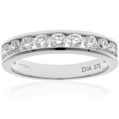 18ct White Gold  3/4ct Diamond 9 Stone Channel Eternity Ring 3mm - PR0AXL3634W18JPK