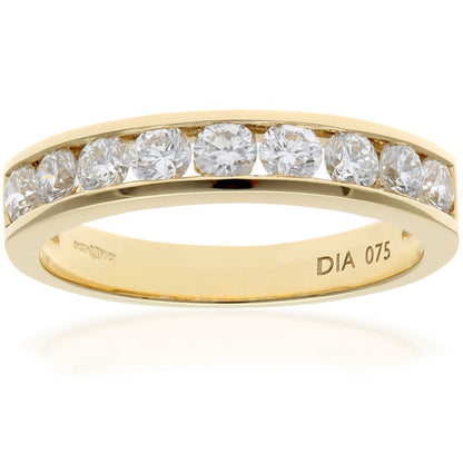 18ct Gold  3/4ct Diamond 9 Stone Channel Set Eternity Ring 3mm - PR0AXL3634Y18HSI