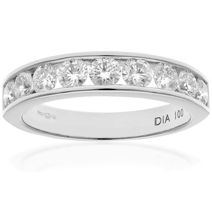 Platinum  1ct Diamond 9 Stone Channel Set Half Eternity Ring 3mm - PR0AXL3635PTHSI