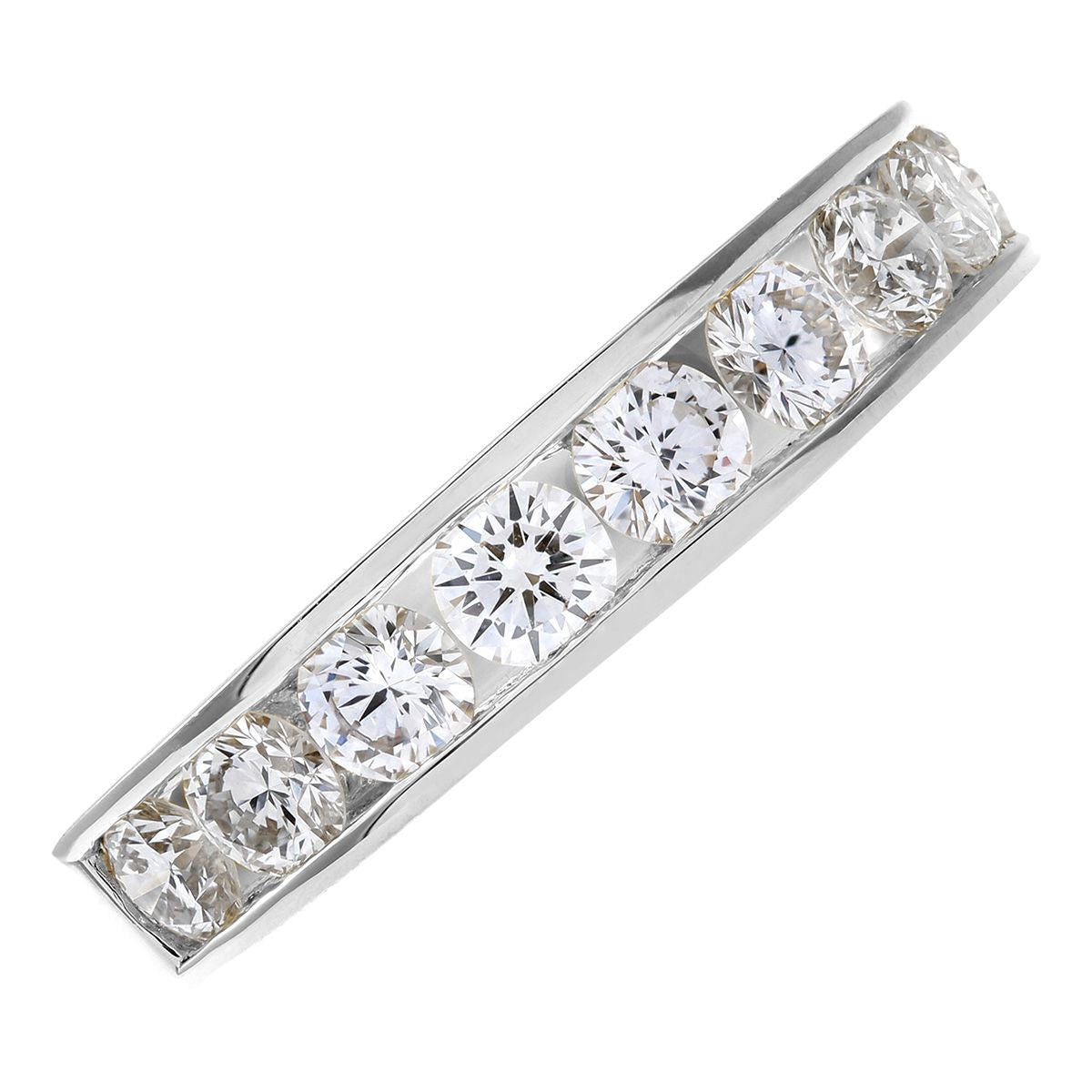 Platinum  1ct Diamond 9 Stone Channel Set Half Eternity Ring 3mm - PR0AXL3635PTJPK