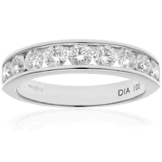 18ct White Gold  1ct Diamond 9 Stone Channel Set Eternity Ring 3mm - PR0AXL3635W18HSI