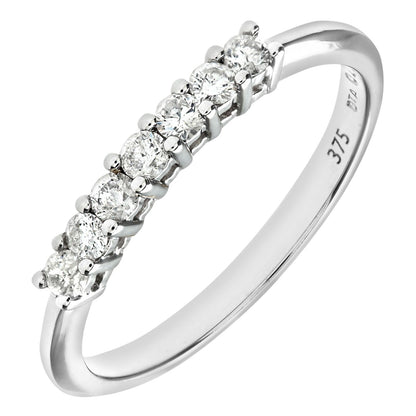 9ct White Gold  1/4ct Diamond 7 Stone Claw Set Eternity Ring 2mm - PR0AXL3643W