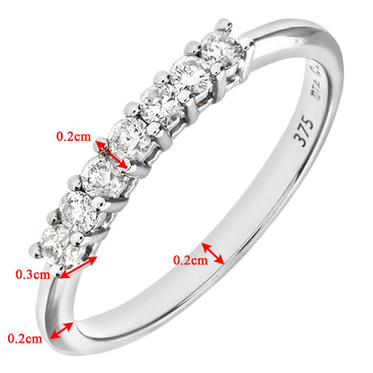 9ct White Gold  1/4ct Diamond 7 Stone Claw Set Eternity Ring 2mm - PR0AXL3643W