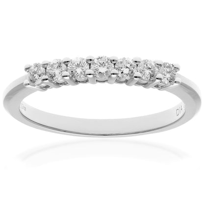 Platinum  1/3ct Diamond 7 Stone Claw Set Half Eternity Ring 2mm - PR0AXL3644PTHSI