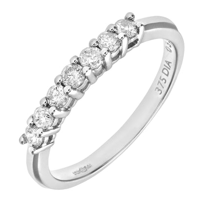 9ct White Gold  1/3ct Diamond 7 Stone Claw Set Eternity Ring 2mm - PR0AXL3644W