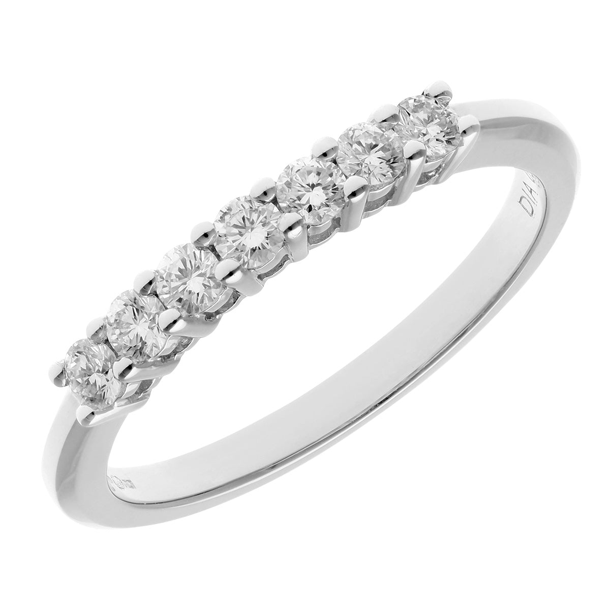 18ct White Gold  1/3ct Diamond 7 Stone Claw Set Eternity Ring 2mm - PR0AXL3644W18HSI
