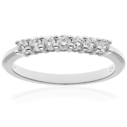 18ct White Gold  1/3ct Diamond 7 Stone Claw Set Eternity Ring 2mm - PR0AXL3644W18HSI