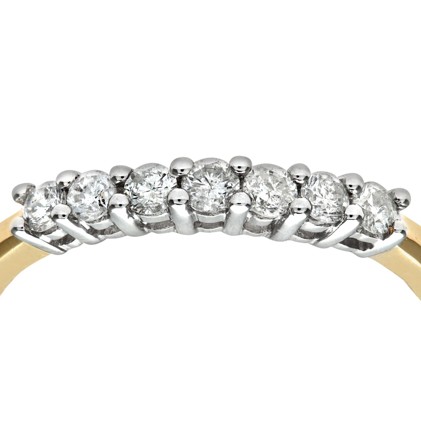 9ct Gold  1/3ct Diamond 7 Stone Claw Set Half Eternity Ring 2mm - PR0AXL3644Y