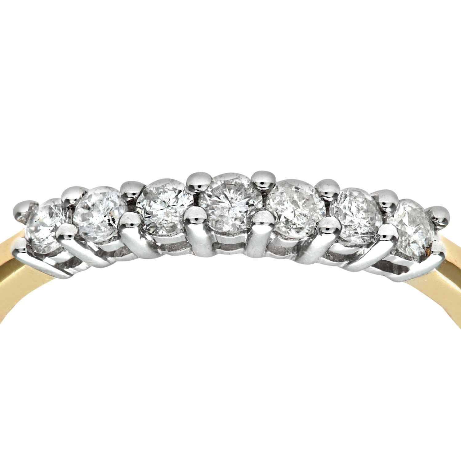 9ct Gold  1/3ct Diamond 7 Stone Claw Set Half Eternity Ring 2mm - PR0AXL3644Y