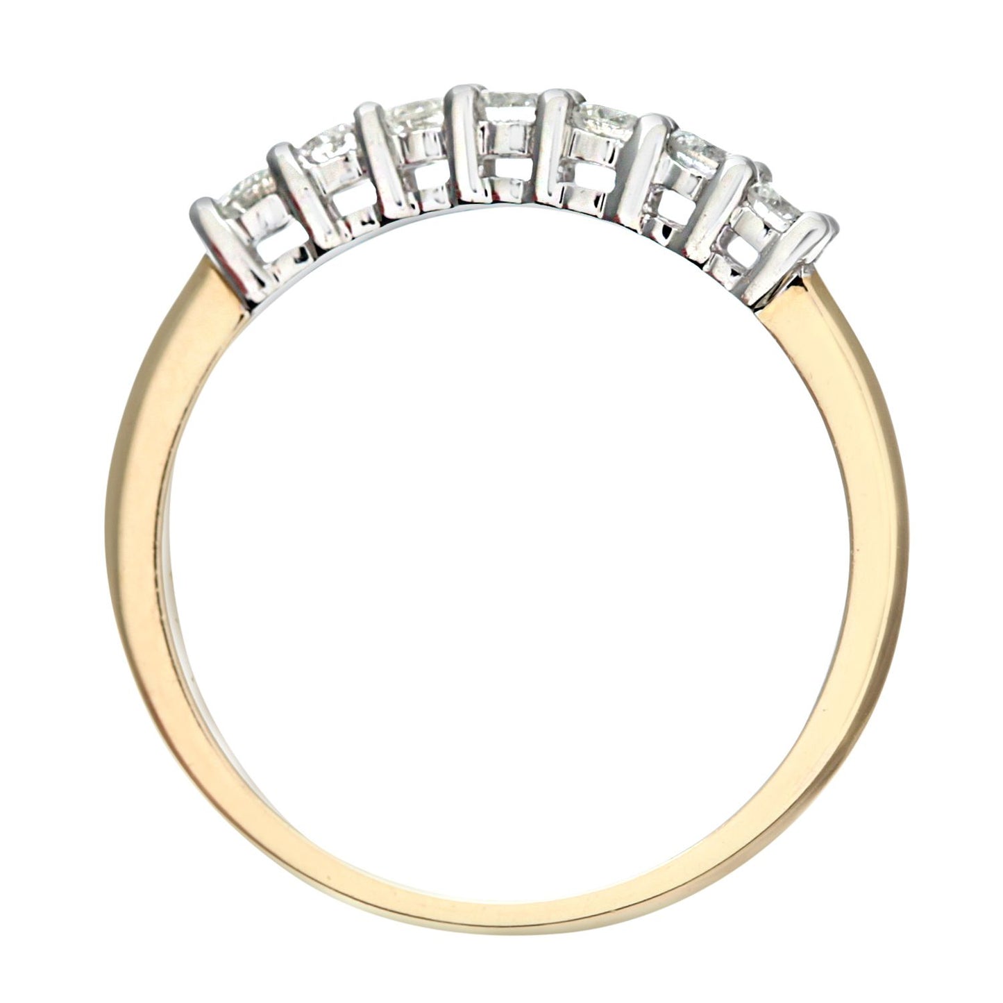 9ct Gold  1/3ct Diamond 7 Stone Claw Set Half Eternity Ring 2mm - PR0AXL3644Y