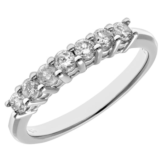 18ct White Gold  1/2ct Diamond 7 Stone Claw Set Eternity Ring 2mm - PR0AXL3645W18HSI