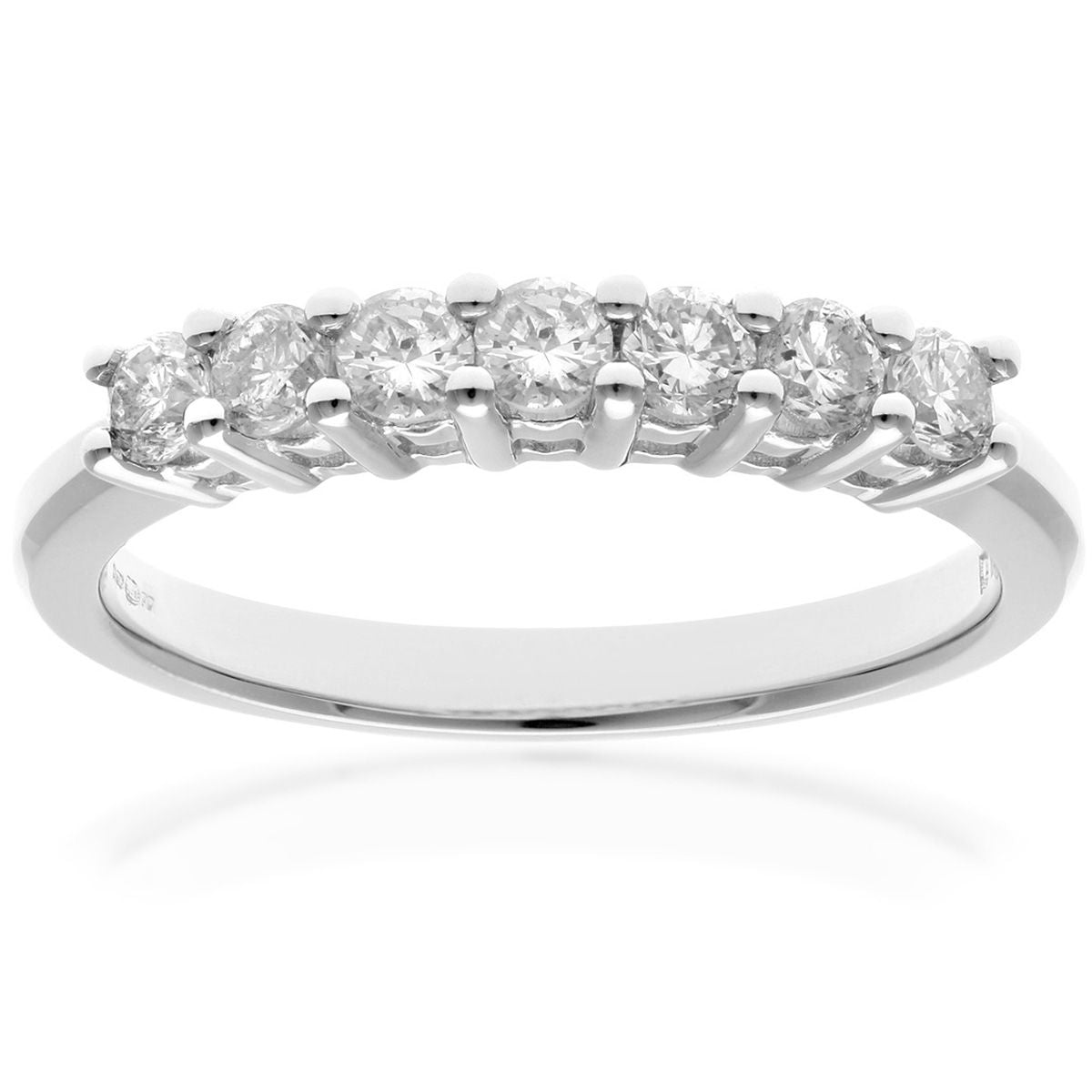 18ct White Gold  1/2ct Diamond 7 Stone Claw Set Eternity Ring 2mm - PR0AXL3645W18HSI