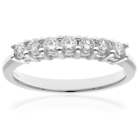 18ct White Gold  1/2ct Diamond 7 Stone Claw Set Eternity Ring 2mm - PR0AXL3645W18HSI