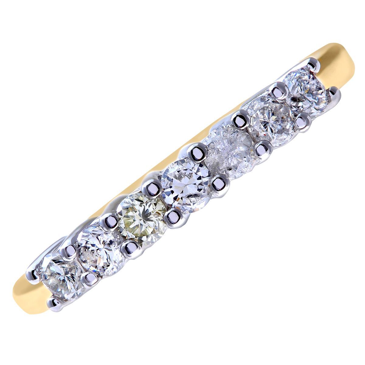 18ct Gold  1/2ct Diamond 7 Stone Claw Set Half Eternity Ring 2mm - PR0AXL3645Y18HSI