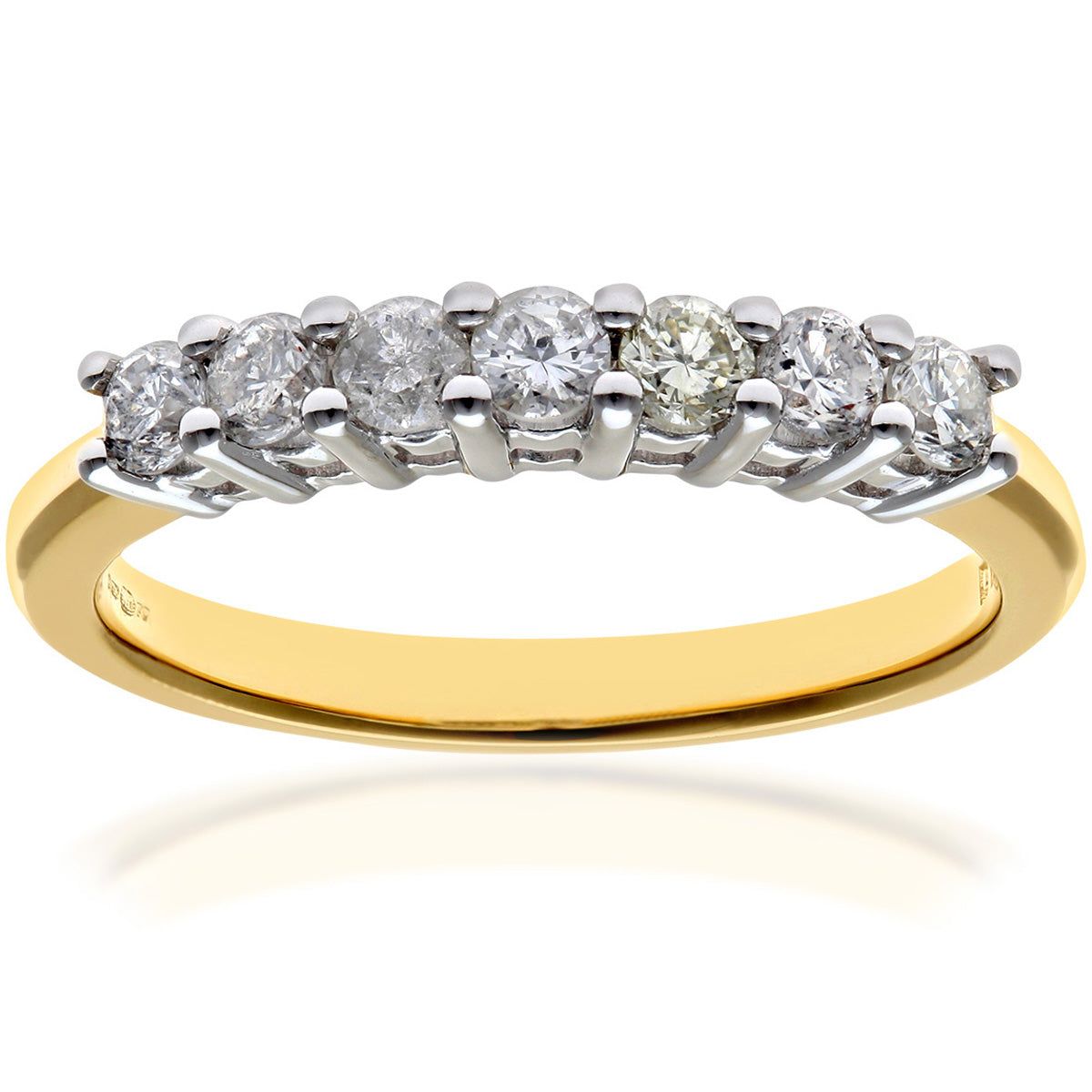 18ct Gold  1/2ct Diamond 7 Stone Claw Set Half Eternity Ring 2mm - PR0AXL3645Y18HSI
