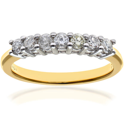 18ct Gold  1/2ct Diamond 7 Stone Claw Set Half Eternity Ring 2mm - PR0AXL3645Y18HSI
