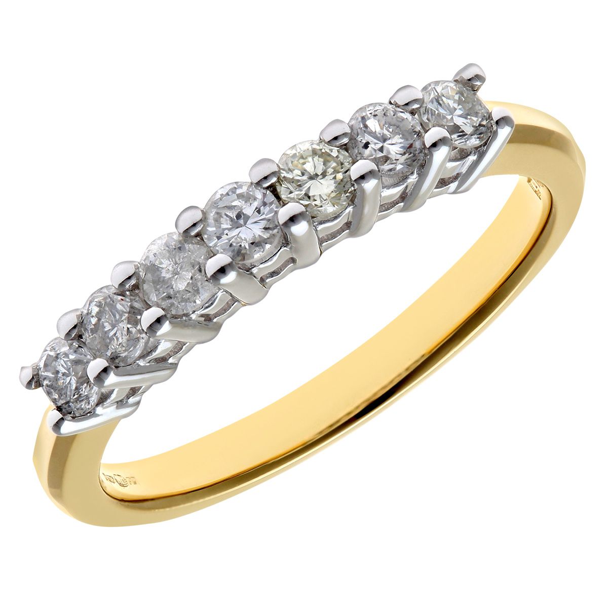 18ct Gold  1/2ct Diamond 7 Stone Claw Set Half Eternity Ring 2mm - PR0AXL3645Y18JPK