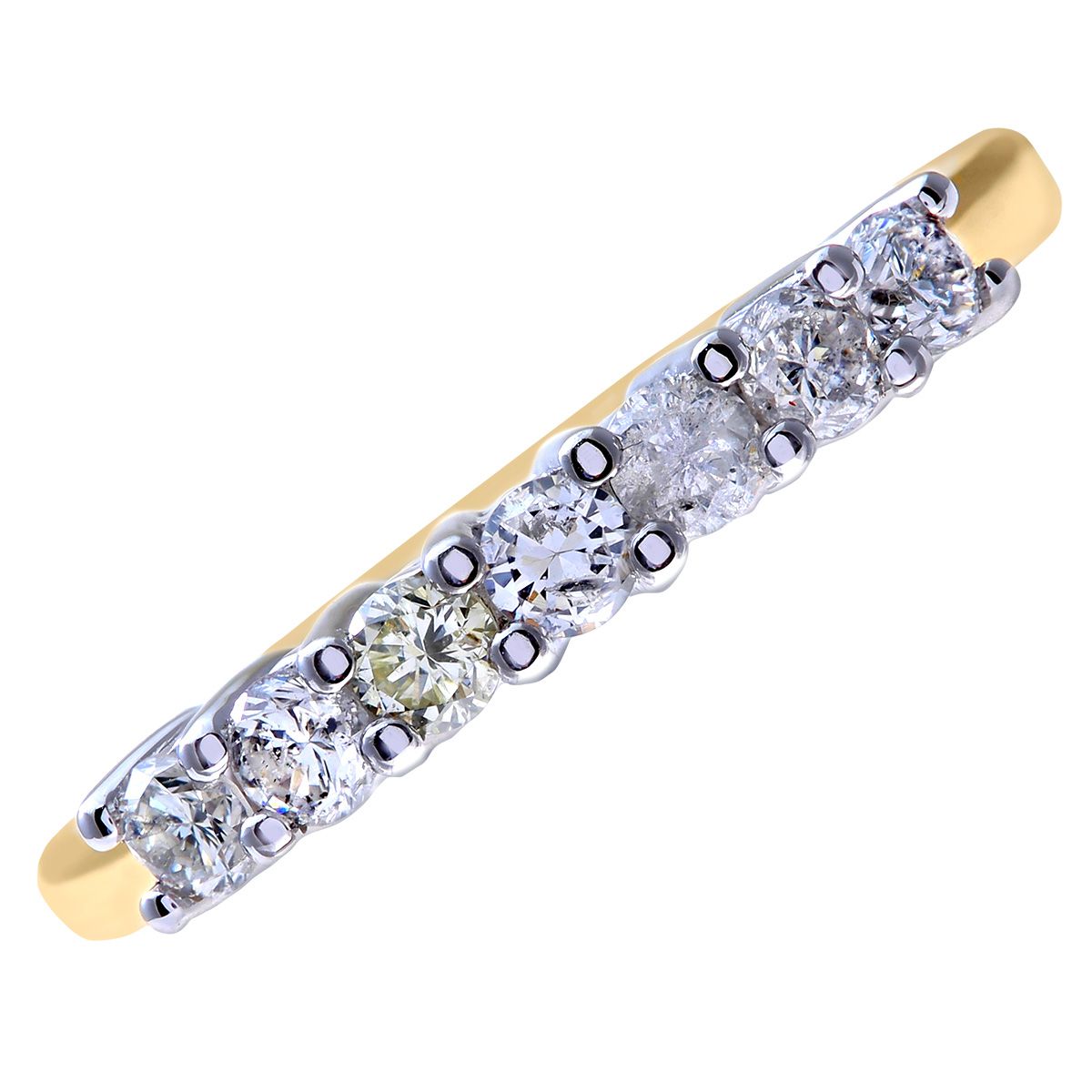 18ct Gold  1/2ct Diamond 7 Stone Claw Set Half Eternity Ring 2mm - PR0AXL3645Y18JPK