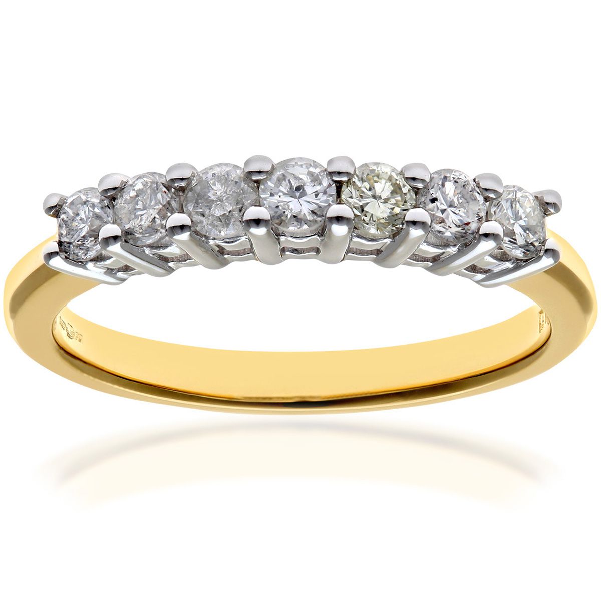 18ct Gold  1/2ct Diamond 7 Stone Claw Set Half Eternity Ring 2mm - PR0AXL3645Y18JPK