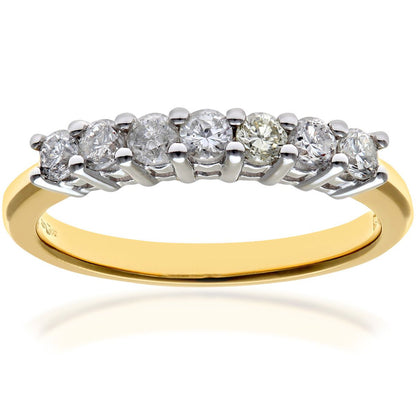 18ct Gold  1/2ct Diamond 7 Stone Claw Set Half Eternity Ring 2mm - PR0AXL3645Y18JPK