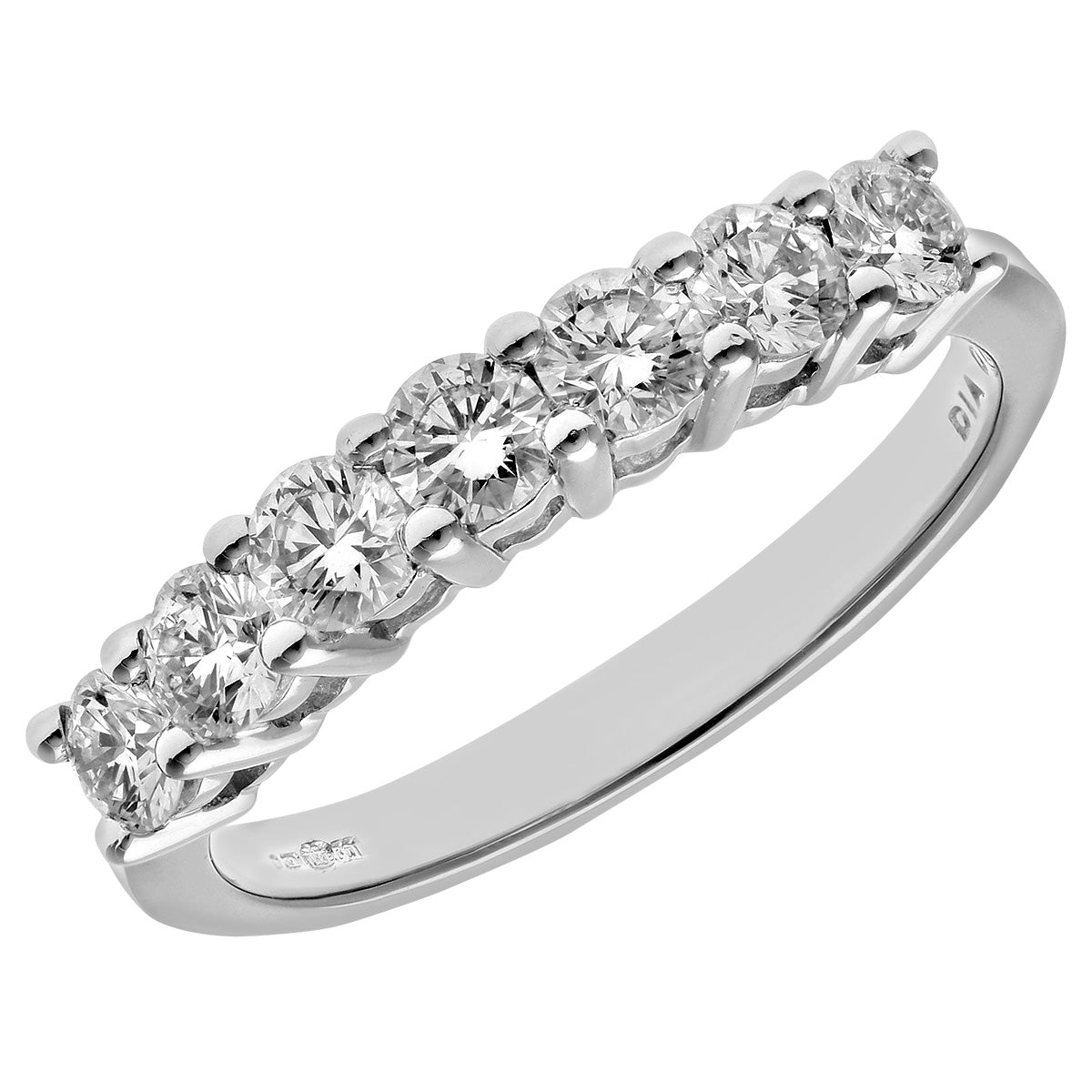 Platinum  3/4ct Diamond 7 Stone Claw Set Half Eternity Ring 2.5mm - PR0AXL3646PTHSI