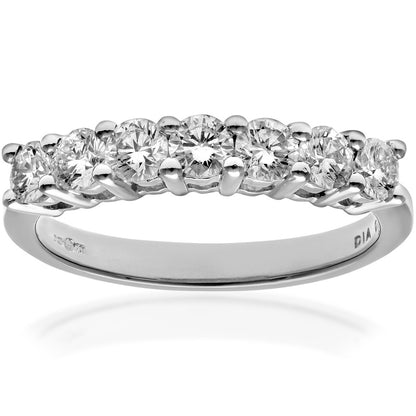 Platinum  3/4ct Diamond 7 Stone Claw Set Half Eternity Ring 2.5mm - PR0AXL3646PTHSI