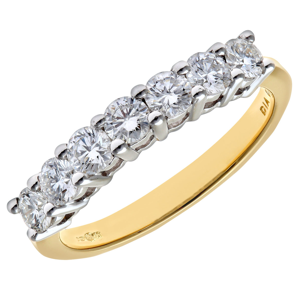 18ct Gold  3/4ct Diamond 7 Stone Claw Set Half Eternity Ring 2.5mm - PR0AXL3646Y18HSI