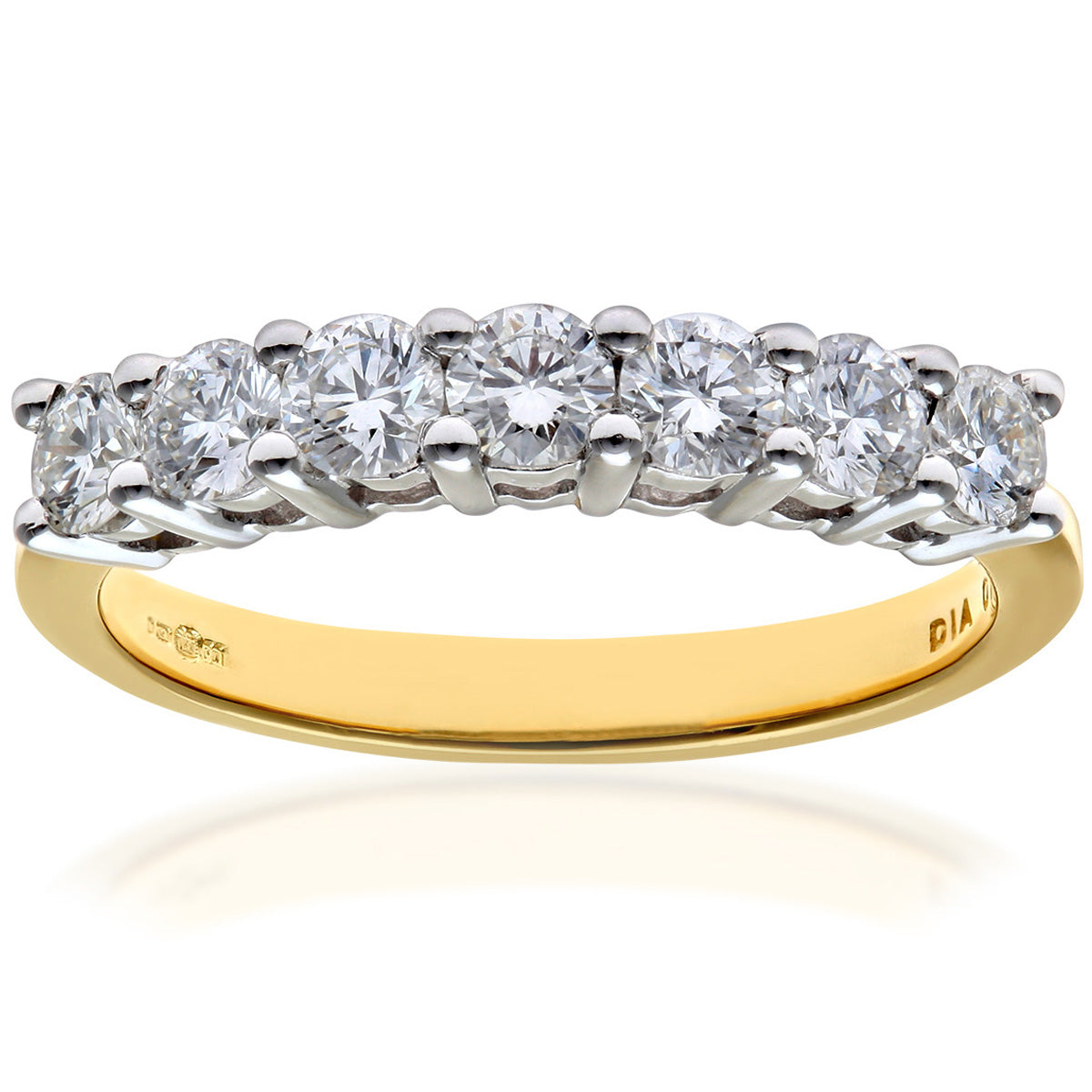 18ct Gold  3/4ct Diamond 7 Stone Claw Set Half Eternity Ring 2.5mm - PR0AXL3646Y18HSI