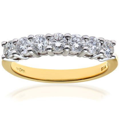 18ct Gold  3/4ct Diamond 7 Stone Claw Set Half Eternity Ring 2.5mm - PR0AXL3646Y18HSI