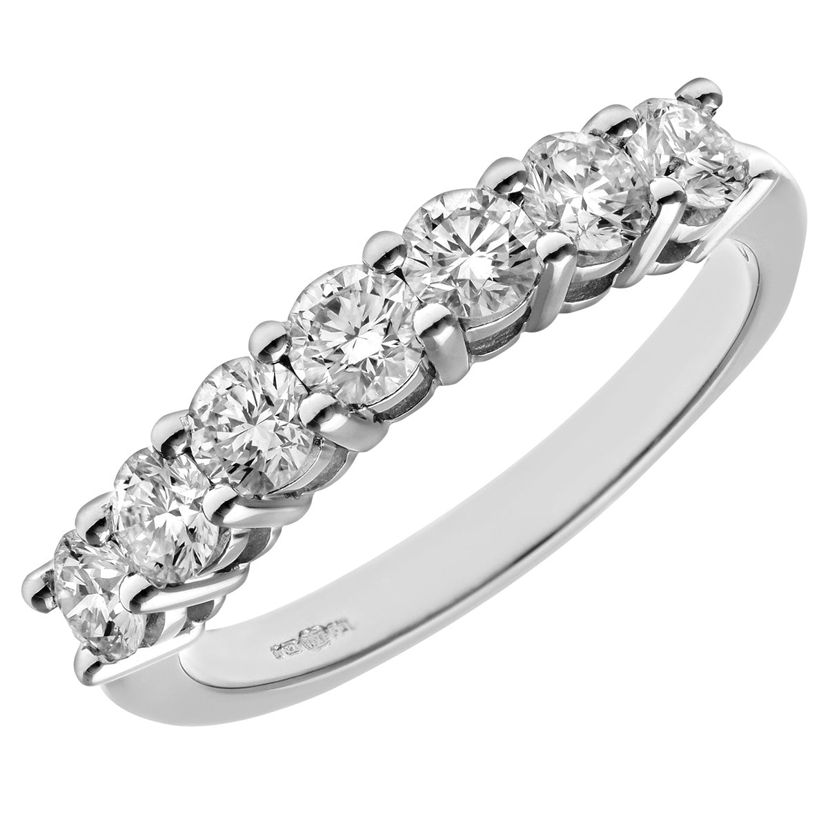 Platinum  1ct Diamond 7 Stone Claw Set Half Eternity Ring 2.5mm - PR0AXL3647PTJPK