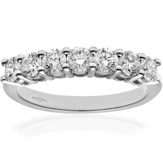 Platinum 1ct Diamond 7 Stone Claw Set Half Eternity Ring 2.5mm - PR0AXL3647PTJPK