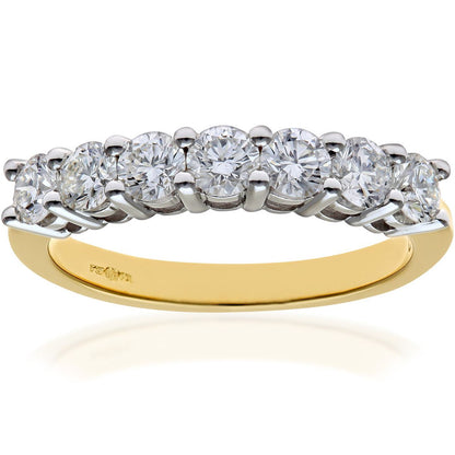 18ct Gold  1ct Diamond 7 Stone Claw Set Half Eternity Ring 2.5mm - PR0AXL3647Y18JPK
