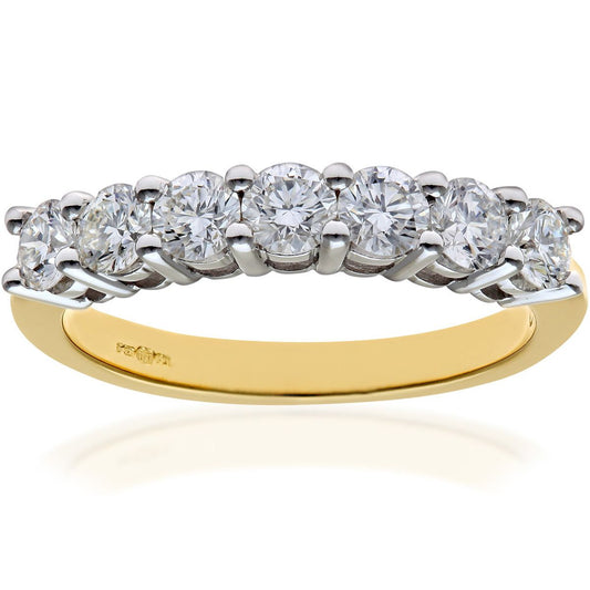 18ct Gold  1ct Diamond 7 Stone Claw Set Half Eternity Ring 2.5mm - PR0AXL3647Y18JPK