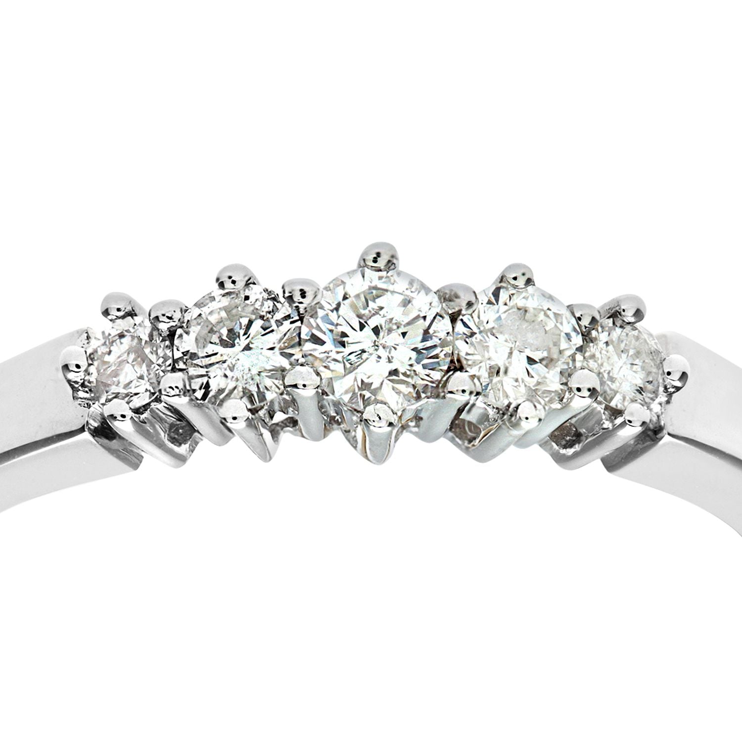 9ct White Gold  1/3ct Diamond Graduated 5 Stone Eternity Ring 2mm - PR0AXL3648W