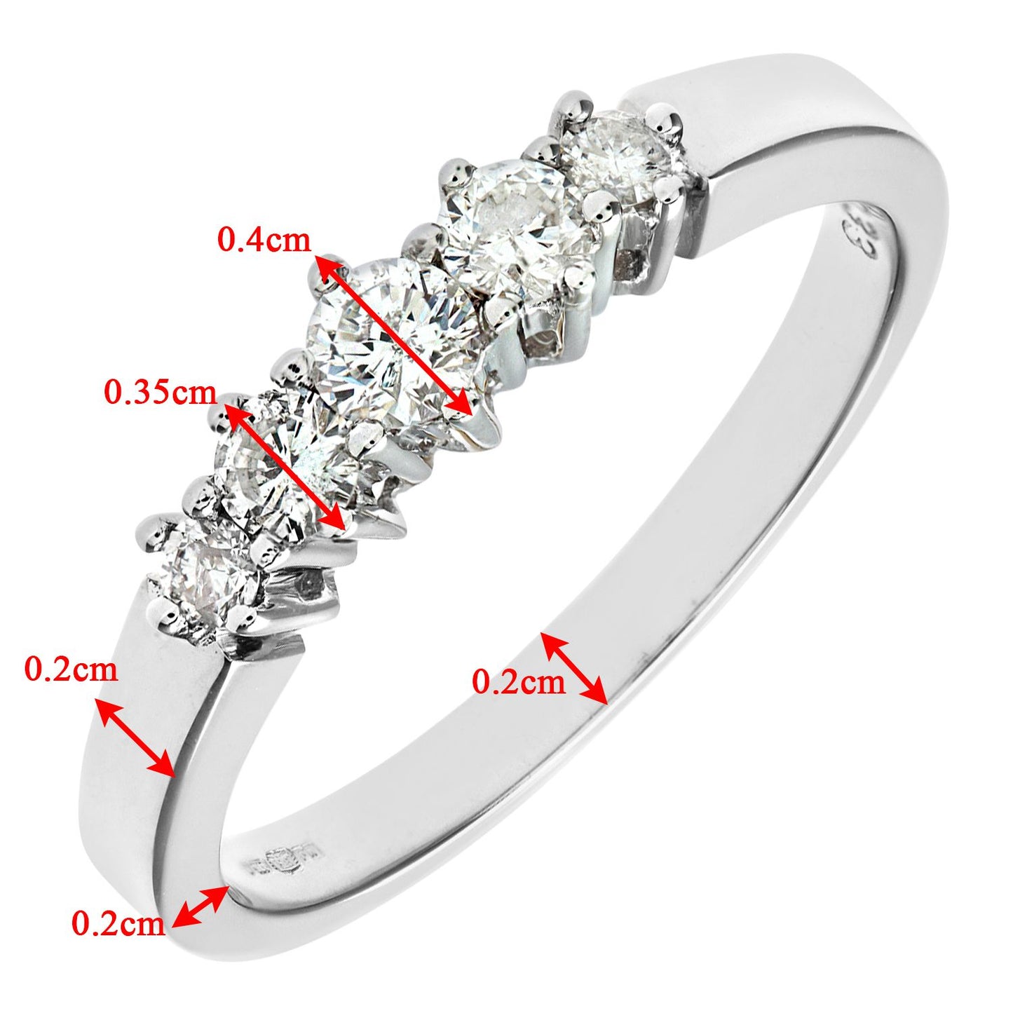 9ct White Gold  1/3ct Diamond Graduated 5 Stone Eternity Ring 2mm - PR0AXL3648W