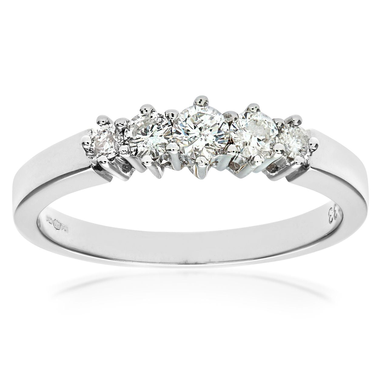9ct White Gold  1/3ct Diamond Graduated 5 Stone Eternity Ring 2mm - PR0AXL3648W