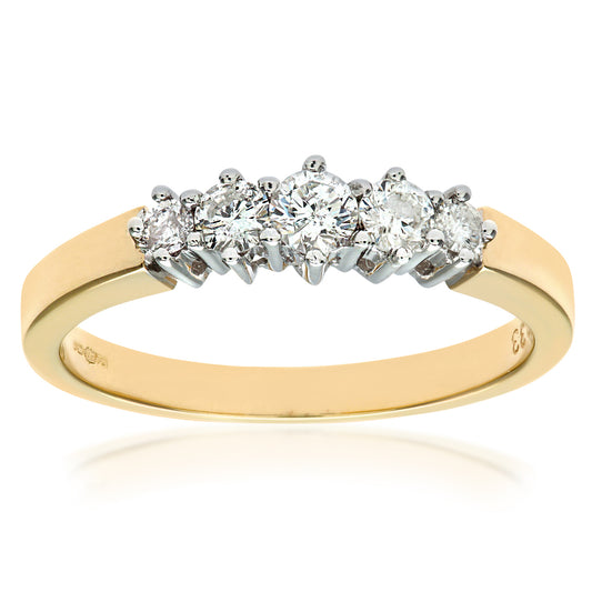 9ct Gold  1/3ct Diamond Graduated 5 Stone Half Eternity Ring 2mm - PR0AXL3648Y
