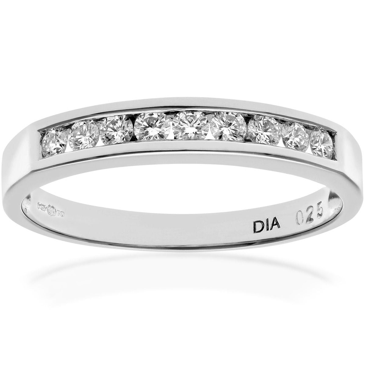 18ct White Gold  1/4ct Diamond 9 Stone Channel Eternity Ring 2.5mm - PR0AXL3699W18JPK