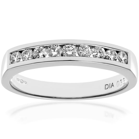 Platinum  1/3ct Diamond 9 Stone Channel Set Eternity Ring 2.5mm - PR0AXL3700PTHSI